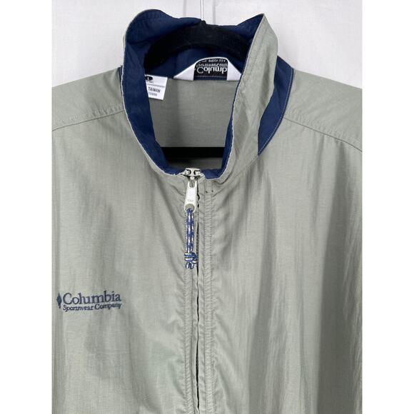 Vintage Columbia Jacket Mens Large Tall Green Windbreaker Rain Zip Outdoors Y2K - Picture 4 of 7